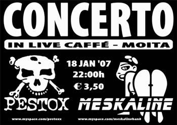 cartaz Pestox+Meskaline, In Live Caffé, Moita, 18Jan, 22h