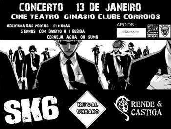 cartaz SK6+Ritual Urbano+Rende&Castiga,Cine Teatro Ginásio Clube Corroios,13Jan,21h