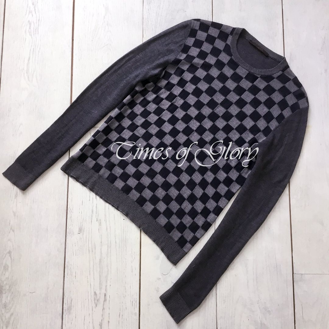 RARE Louis Vuitton Men LV Gray DAMIER Logo SILK Jumper Sweater Pullover Size S M | eBay