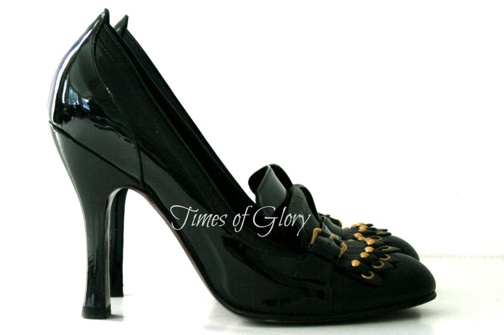 Auth LOUIS VUITTON Runway Black Leather Heel Fringe Court Shoes Size UK5.5 38.5 | eBay