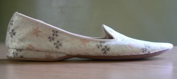 secondhand cream asian embroidered flats by Daniel Green