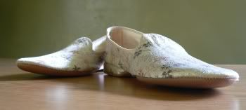 secondhand cream asian embroidered flats by Daniel Green