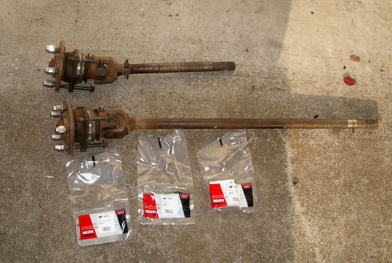 Jeep TJ axle shafts with 297 u joints and Warn conversion for YJ