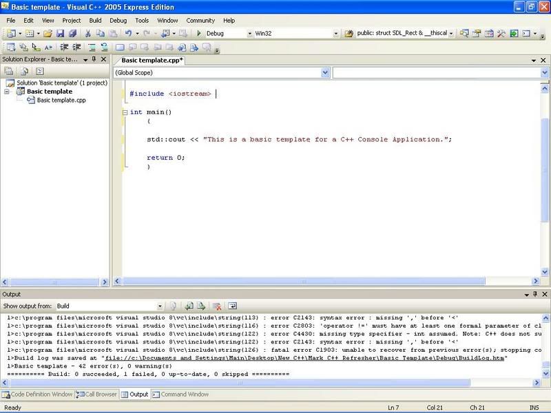 Compiling C Program Visual Studio 2005