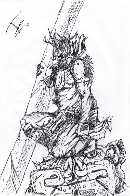 The Monkey King as seen in the manga comic series. Hand drawn with pencil, 