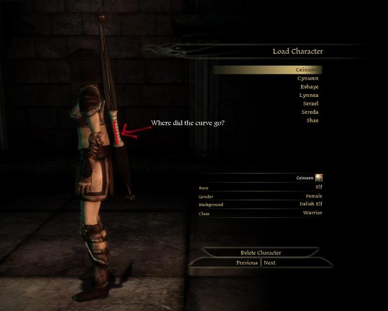  makes the Dalish default hunter female armor less bulky in the back?