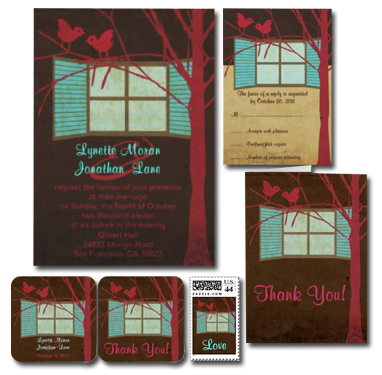 Very cute and beautiful wedding rsvp invitation design with window shutters