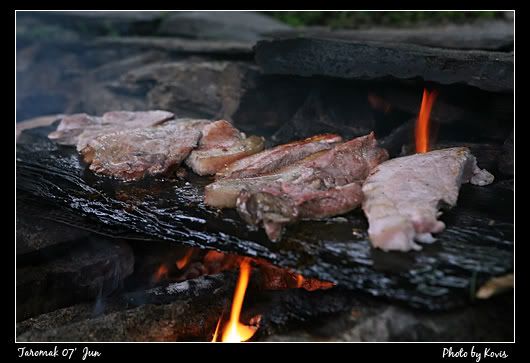 楠木粉石板烤山豬肉