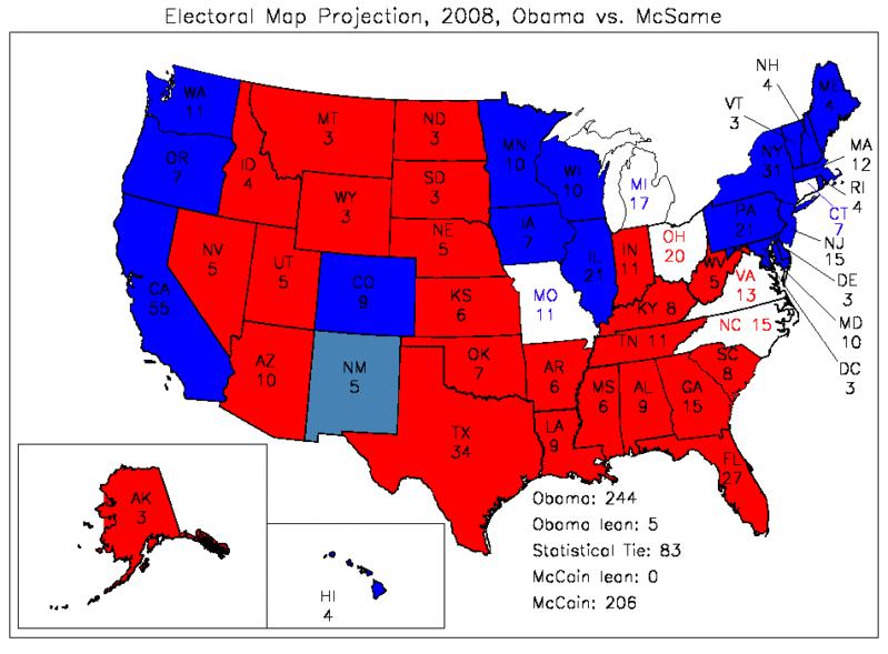 Electoral Map, 6/12/2008, 10 day avg.