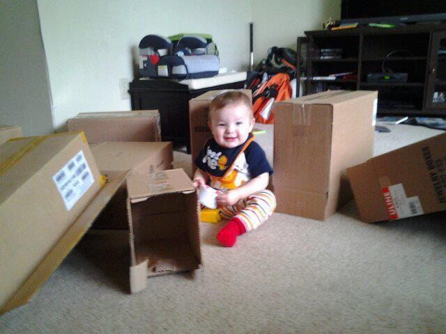 Dillon is helping me pack!