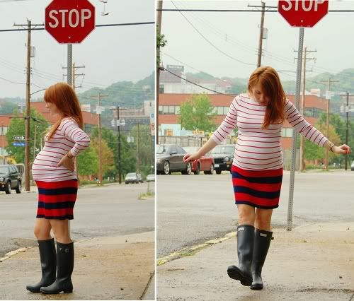 Stylish White Female pregnancy fashion