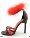 black shoes, red marabou