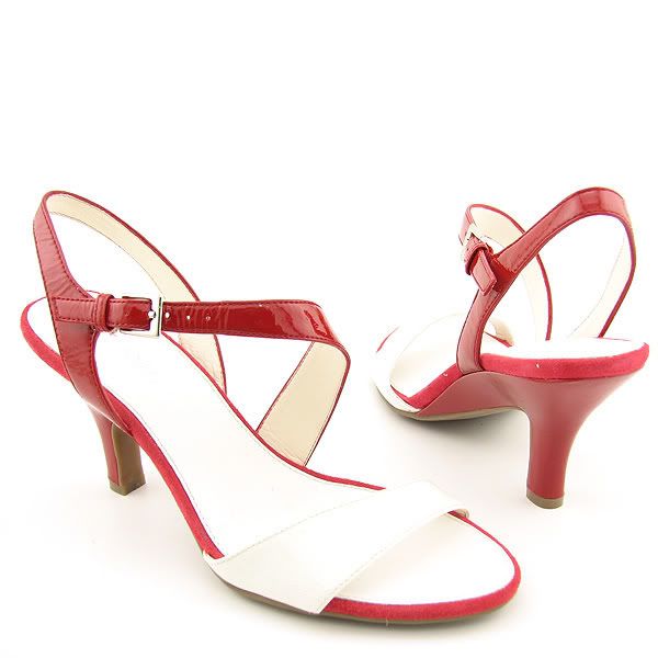 red & white sandals