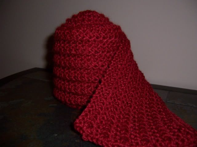 One row red scarf