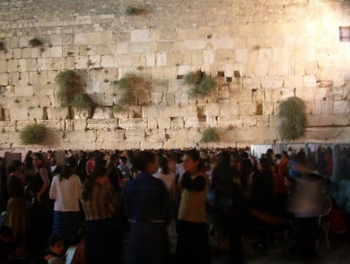 tisha bav is a fast day to mourn the destruction of the temple. so the night it starts, theres a walk around the old city walls and a gathering at the western wall. SWARMS of people. Pictures, Images and Photos