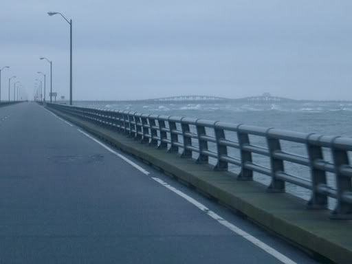 thats the 25 mile long bridge and tunnel over and under the ocean.. there was a bad storm and we drove across it during it :) it was scarey