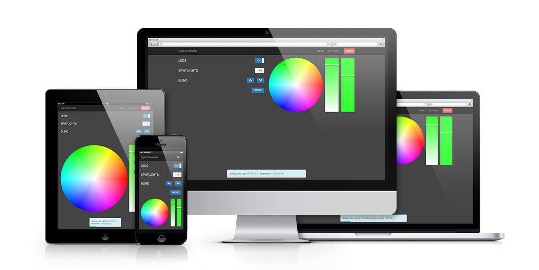 APA102 LED Controller Responsive Web GUI Mockup