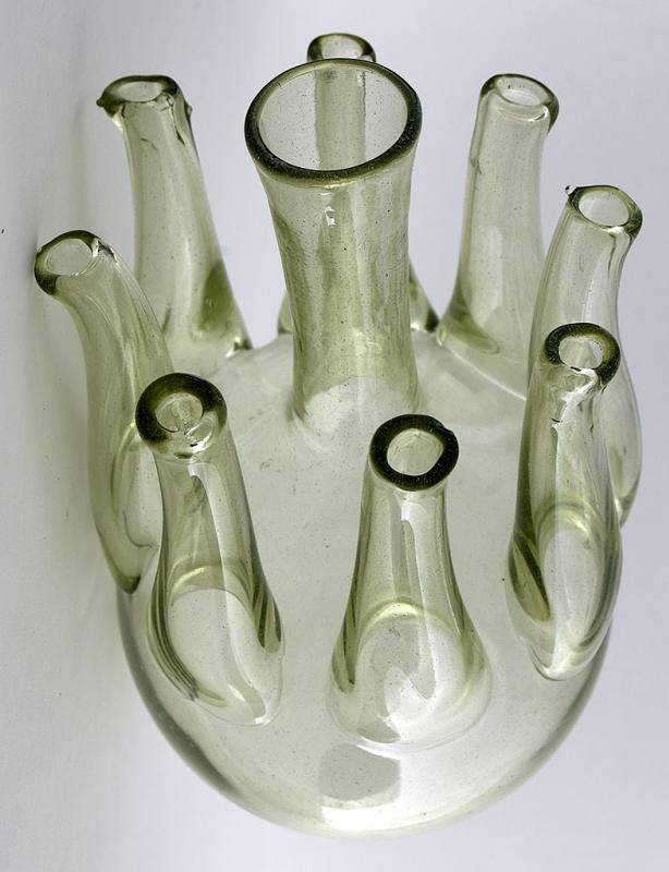 Unusual Antique Victorian Tulip Vase, Multiple Solifleur! Uranium Glass