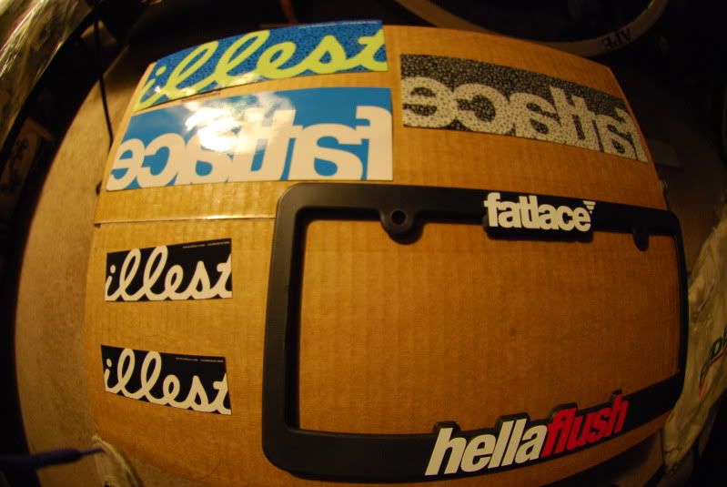 Super sweet illest stickers and HELLA FLUSH license plate fram 562 area