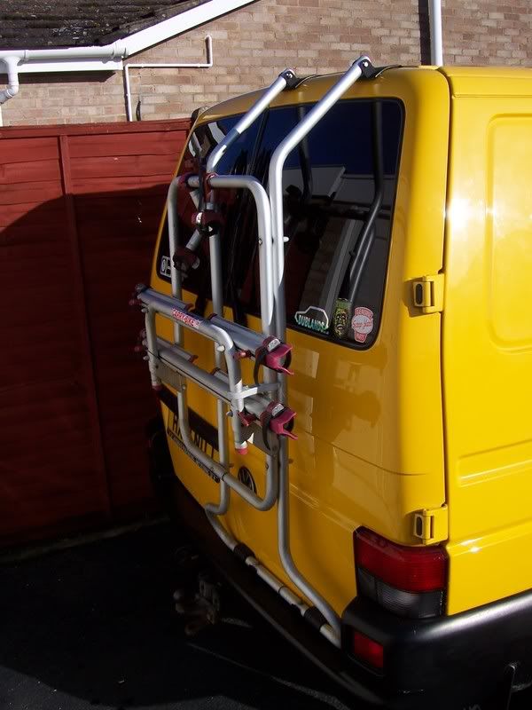 vw transporter barn door bike rack
