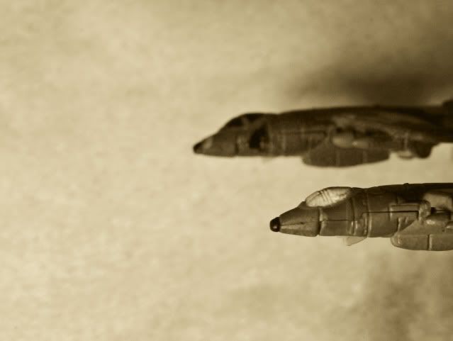 Two Harrier II in B&amp;W Tinge