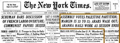 Assembly Votes Palestine Partition