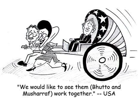 We would like to see them (Bhutto and Musharraf) work together.