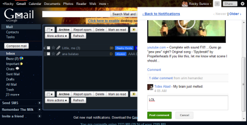 Google+ Notifications in Gmail Google+ Notifications in Gmail