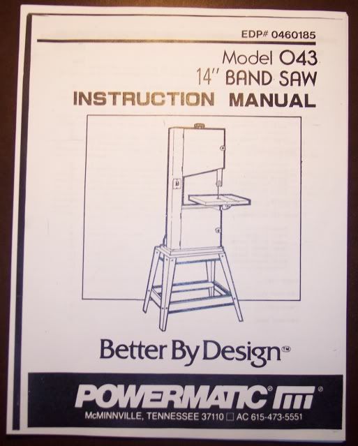 manual for powermatic band saw
