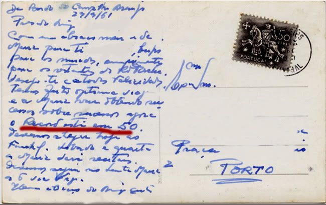 Postcard 1961 /Terceira (verso)