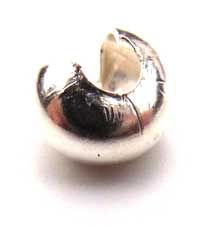 Sterling Silver 4mm Crimp Cover Bead x1