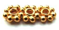 BALI Gold Vermeil Beads - 12x5x1.5mm 3 Strand Daisy Spacer Bar Bead x1