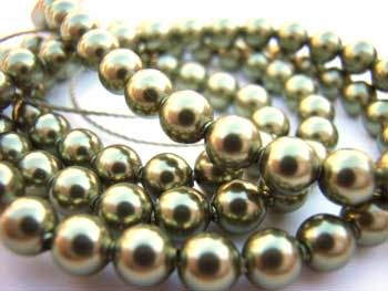 Swarovski Crystal Pearl Beads 6mm Green Light Pearls x10
