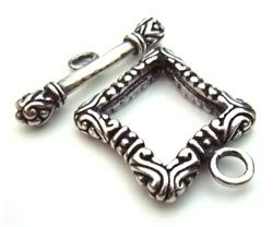 BALI Sterling Silver Beautiful Square Motif Toggle