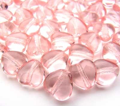 Czech Glass Puffy Heart Beads 6mm Rosaline per Strand of x50 approx