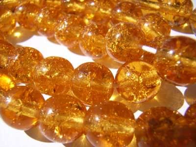 Czech Glass Crackle Beads ~ Round 6mm x25 Topaz