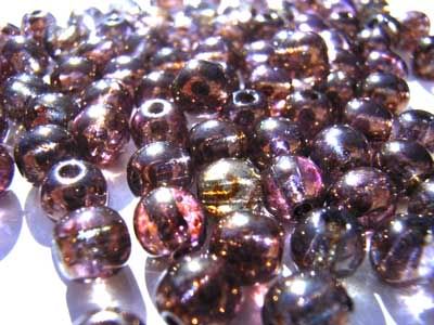 Czech Glass Beads Round 4mm Transparent Gold Smoky Topaz x100
