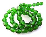 Czech Fire Polished beads 4mm Green Emerald x50