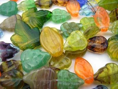 Czech Glass Beads LEAF Hurricane Carnival Mix x1 strand