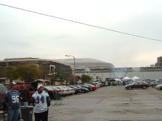 A view of the Edward Jones Dome from the Midwest Seahawkers tailgate party