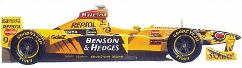 Jordan Mugen-Honda 198 de 1998 pilotado por: D. Hill, R. Schumacher