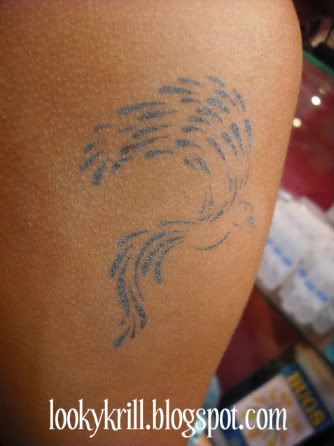 Pheonix tattoo. The final design. I think it looked good on her and it's the 