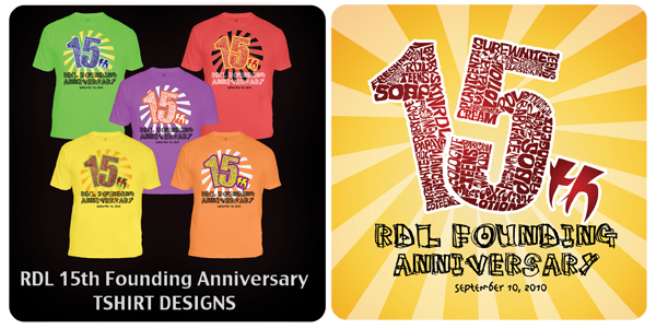 Tshirt Design,RDL Tshirt. RDL !5th Anniversary,RDL Anniversary