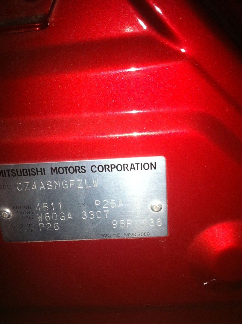 Paint code Mitsubishi Lancer Evolution X Forums