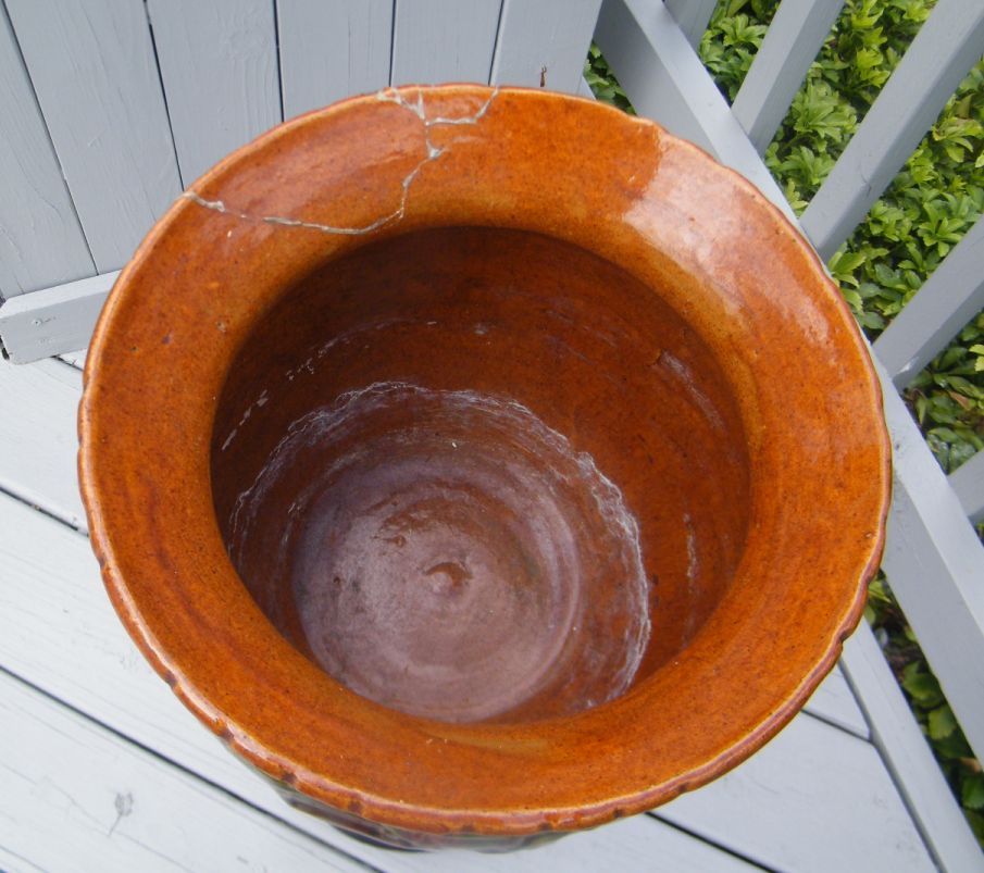 Antique VINTAGE MAJOLICA BROWN GREEN ROSEVILLE JARDINIERE PEDESTAL