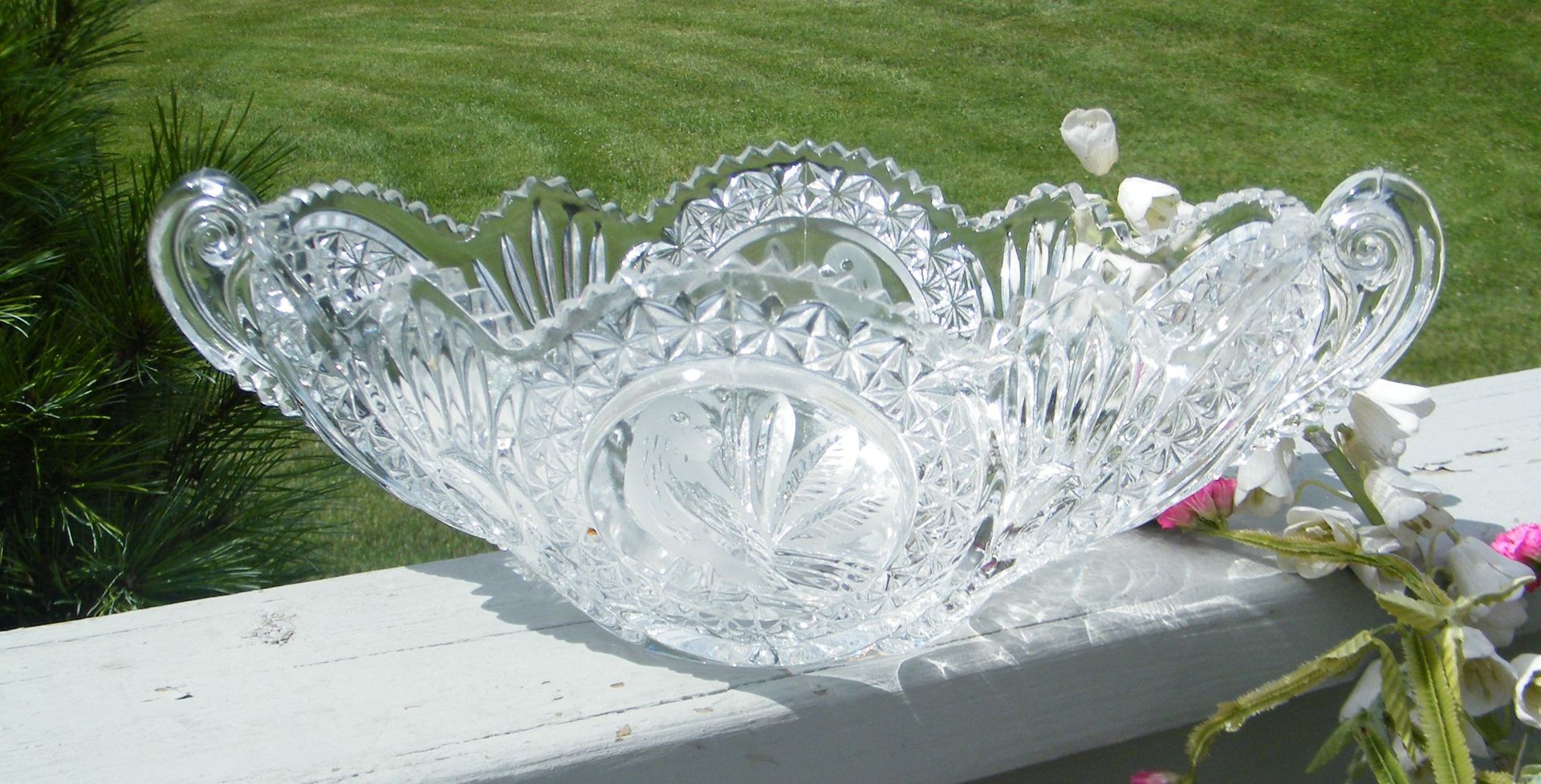 Hofbauer BYRDES BYRDS CUT Crystal BIRD EX LARGE CENTERPIECE CONSOLE