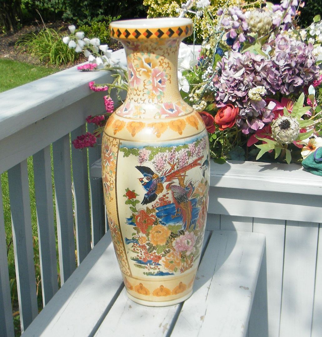 2 ANTIQUE 23" TALL CHINESE FAMILLE ROSE FLOOR VASE UMBRELLA CANE STAND