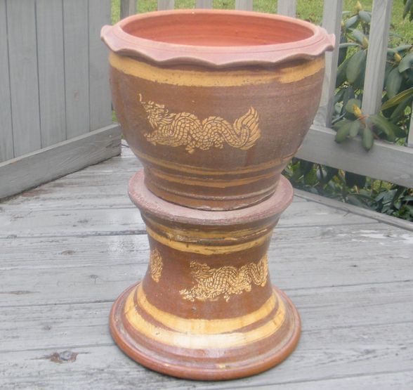 ANTIQUE VINTAGE DRAGON JARDINIERE POT & PEDESTAL STAND eBay
