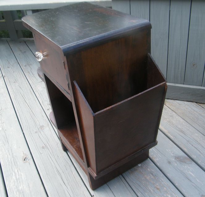 ANTIQUE WOOD MAGAZINE RACK SMOKING SHELF STAND TABLE eBay