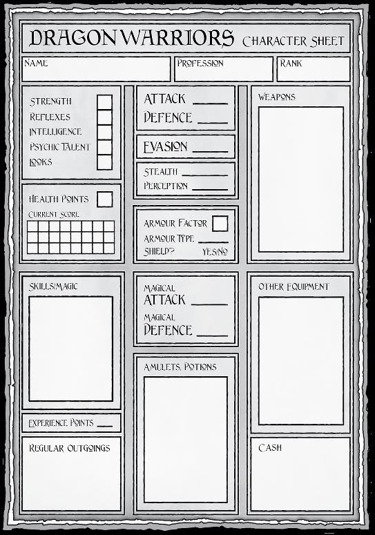 Dragon Warriors Character Sheet